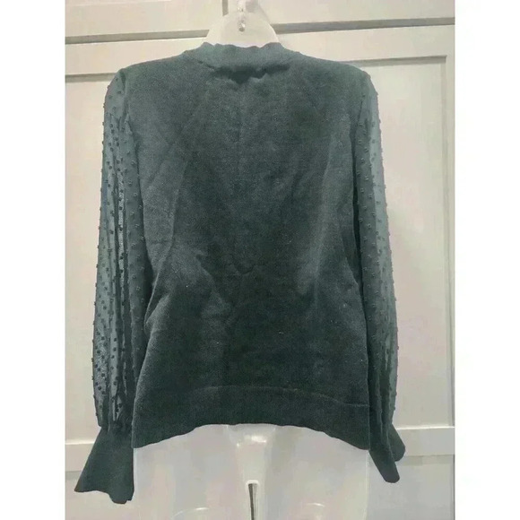 CeCe Green Long Lace Sleeve Blouse size Large - Picture 3 of 6